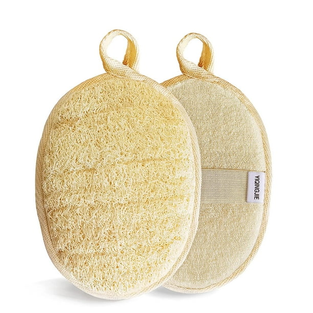 Esponja de lufa exfoliante corporal natural (paquete de 2), hecha de esponja de lufa de ducha ecológica y biodegradable, lufa para hombres y mujeres, beige JM esponja vegetal