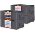 thumbnail image 1 of Juego de 4 bolsas de almacenamiento de ropa grises, contenedores de almacenamiento plegables, organizador de armario con asa reforzada y ventana transparente para toallas, suéteres, camisetas, 35 l,, 1 of 4