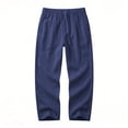 thumbnail image 6 of Ohufall Linen Pant for Men Solid Color Straight Leg Beach Casual Pants Lightweight Drawstring Elastic Waist Pants, 6 of 6