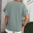 thumbnail image 4 of Ruffled Sleeve Cute Tops for Women Crew Neck Solid Trendy Casual 2025 Pullover Shirts Summer 2025 Green,M, 4 of 5
