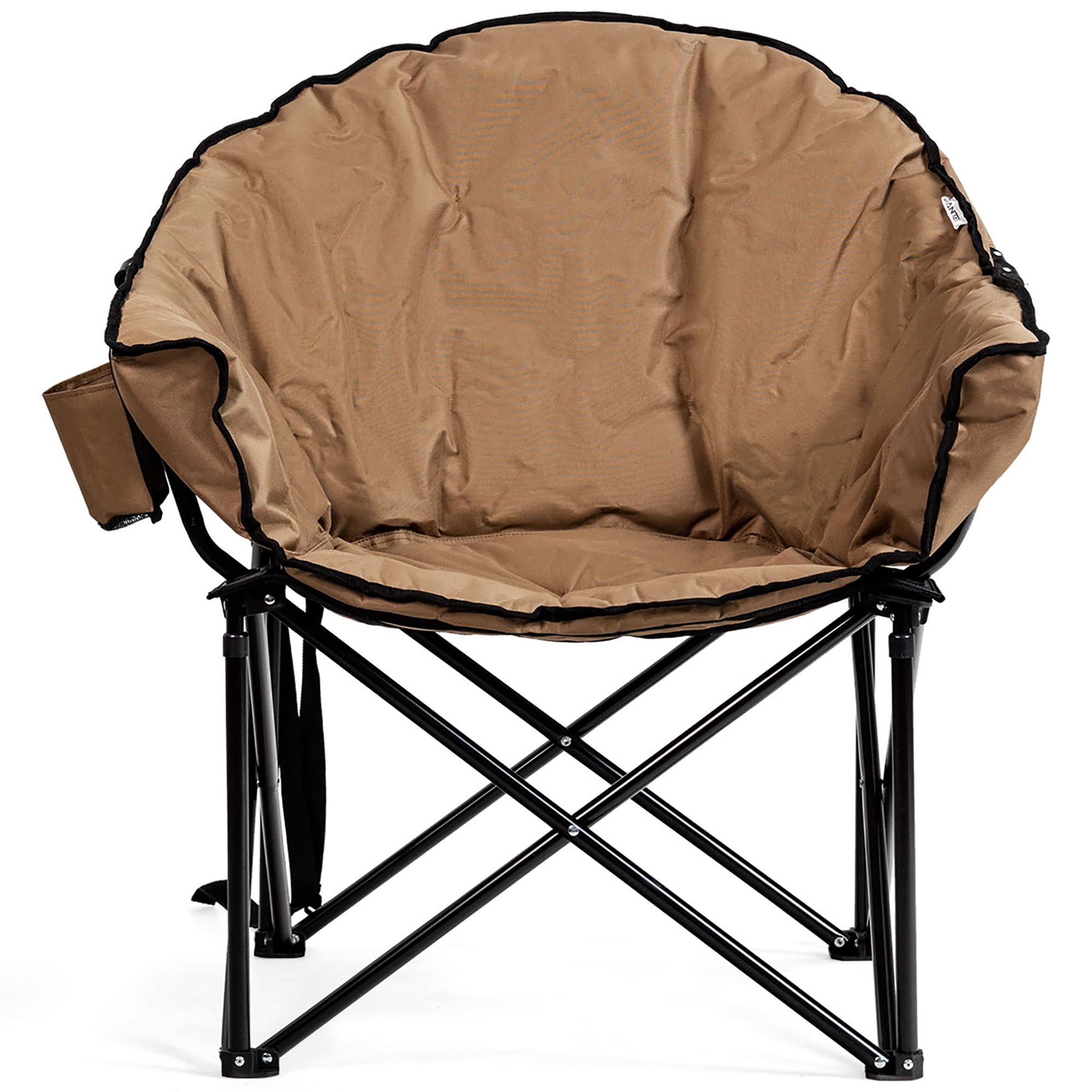 Costway Folding Camping Moon Padded Chair with Carry Bag Cup Holder