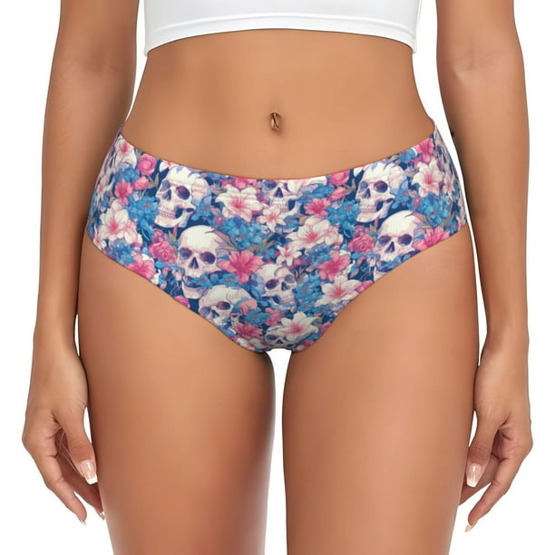 Fotbe Skull Calzones Estampados para Mujer – Ropa Interior de Algodón, Cómoda, Suave y Elástica-Small