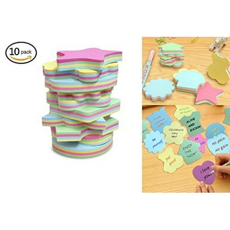 Colorful Sticky Notes In 10 Different Shapes, Bundle Pack - 10 Pads 100 Sheets Per Pads (1000 Sheets!)