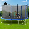 thumbnail image 5 of LIZEVINC 16FT Trampoline for Kids with Enclosure Net, Basketball Hoop and Ladder,Easy Assembly Round Outdoor Recreational Trampoline High Stability, 5 of 9