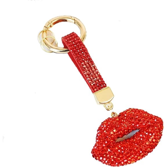 Cute Mix Color Car Keychains - Stylish Crystal Lips Key Chains for Car Lovers, Bling Charms Lip Diamond Car Accessories
