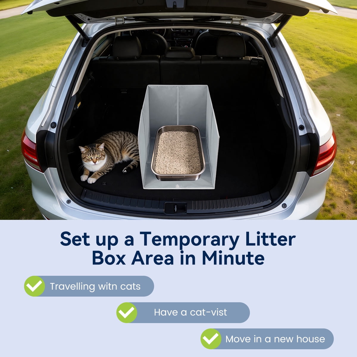 DOMIPET Foldable Cat Litter Box Enclosure Splash Guard XLarge with Removable Mat, Tall for Litter Contained High Side Out Litter Box Keeping Litter Off Floor Easy Clean