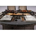 thumbnail image 6 of Outdoor Patio 7-Piece PE Rattan Wicker Oval Fire Pit Dining Table Chair Set, Brown, 6 of 7