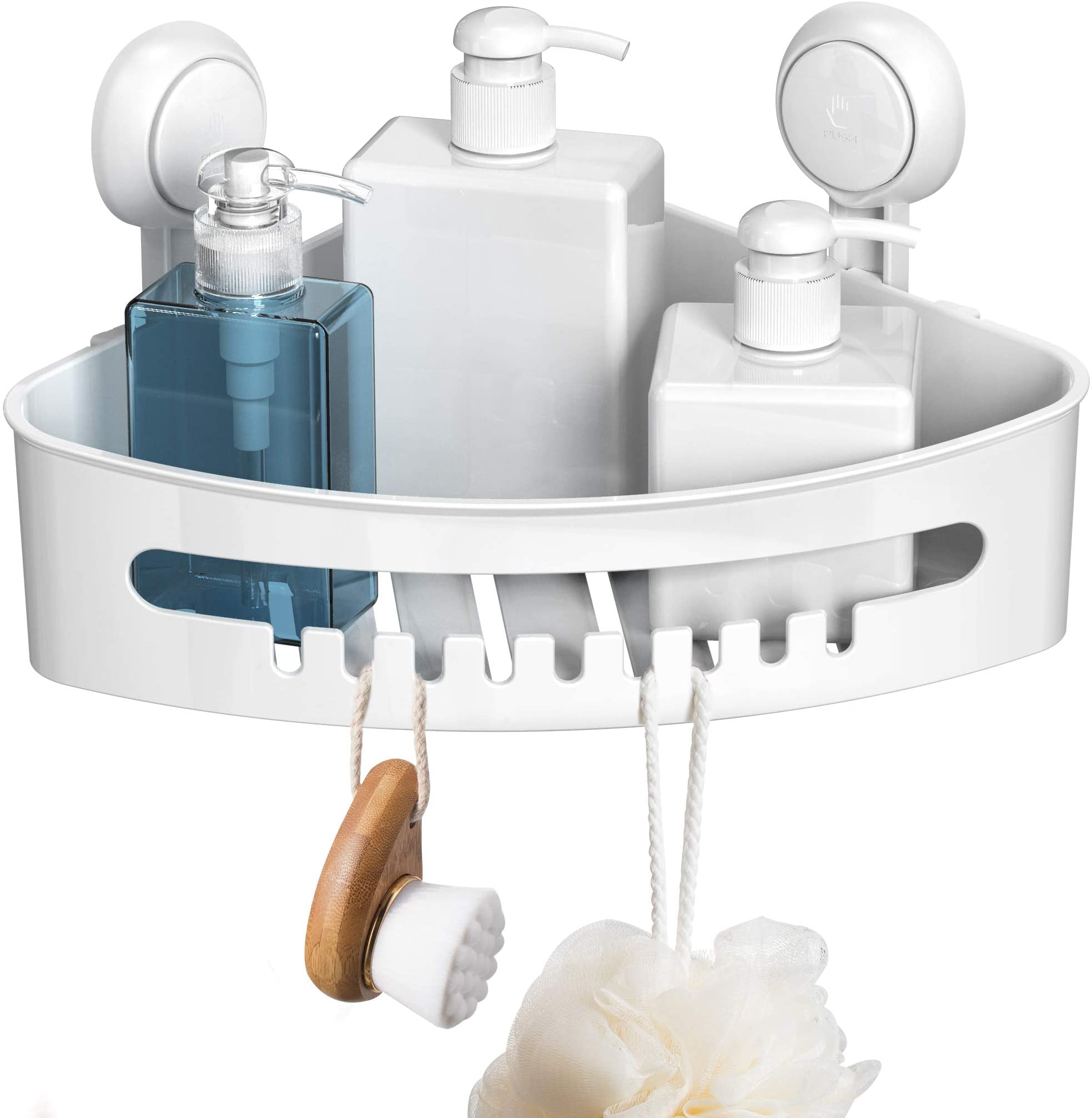 Suction Cup Shower Caddy Plastic Clear Storage Shelf toothpaste shampoo