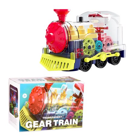 

Lacyie Electric Train Toy Funny Transparent Battery Operated Toy Train Electric Gear Train with Lights and Music Children Educational Toy for Children Toddlers Boy