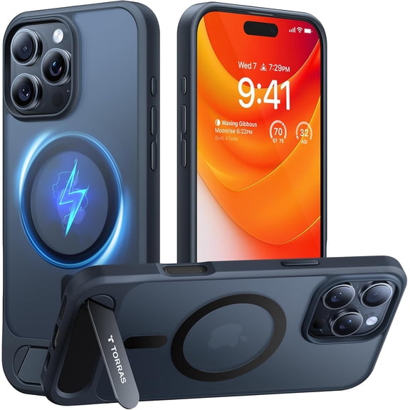 Strong Magnetic & Seamless Stand for iPhone 16 Pro Case, [18N Mighty Magnetic] [12FT Mil-Grade Drop Tested] [Fit for MagSafe] Kickstand Protective Slim Phone Case for iPhone 16 Pro 6.3", Black