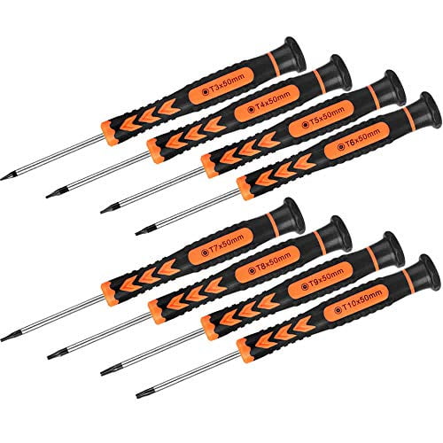 8-in-1 Torx Screwdriver Set T4 T5 T6 T7 T8 T9 T10 T15 Hex Tip Socket Cap Screw Driver Double-Sided Bits by L2go 