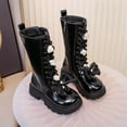 thumbnail image 2 of NOKIO Bottes de Combat pour Filles à Lacets Imperméables en Cuir PU avec Fermeture Éclair Latérale Mode Décontractée Hiver Chaudes Plein Air Randonnée Marche Chaussures Antidérapantes, 2 of 7