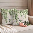 thumbnail image 2 of Spring Leaves Pillow Covers 2 Pack Watercolor Falling Green Leaf Floral Plant Birds Linen Texture Pillowcase Waterproof Outdoor Throw Pillow Cover for Patio Garden Square Cushion 16”x16”, 2 of 9