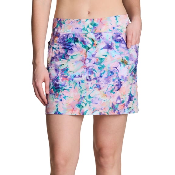 RBX Active Women's Athletic Zipper Pocket Floral Printed Woven Skort