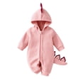 thumbnail image 3 of Baby Long Sleeve Hooded Zip up Jumpsuit Dinosaur Costume Warm Infant Baby Clothes Halloween Party Clothes Girls Halloween Costumes Size 0-9 Months, 3 of 9