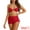 Red, variant on DARING DIVA Women's Underwire Spaghetti Straps Bikini Sets 3 Pieces L Black