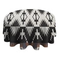 thumbnail image 4 of Black Geometric Triangle Arrow Pattern Round Tablecloth 60"x60",Wrinkle Wipeable Table Cloth for Kitchen Dining Room Picnic Patio Party, 4 of 6