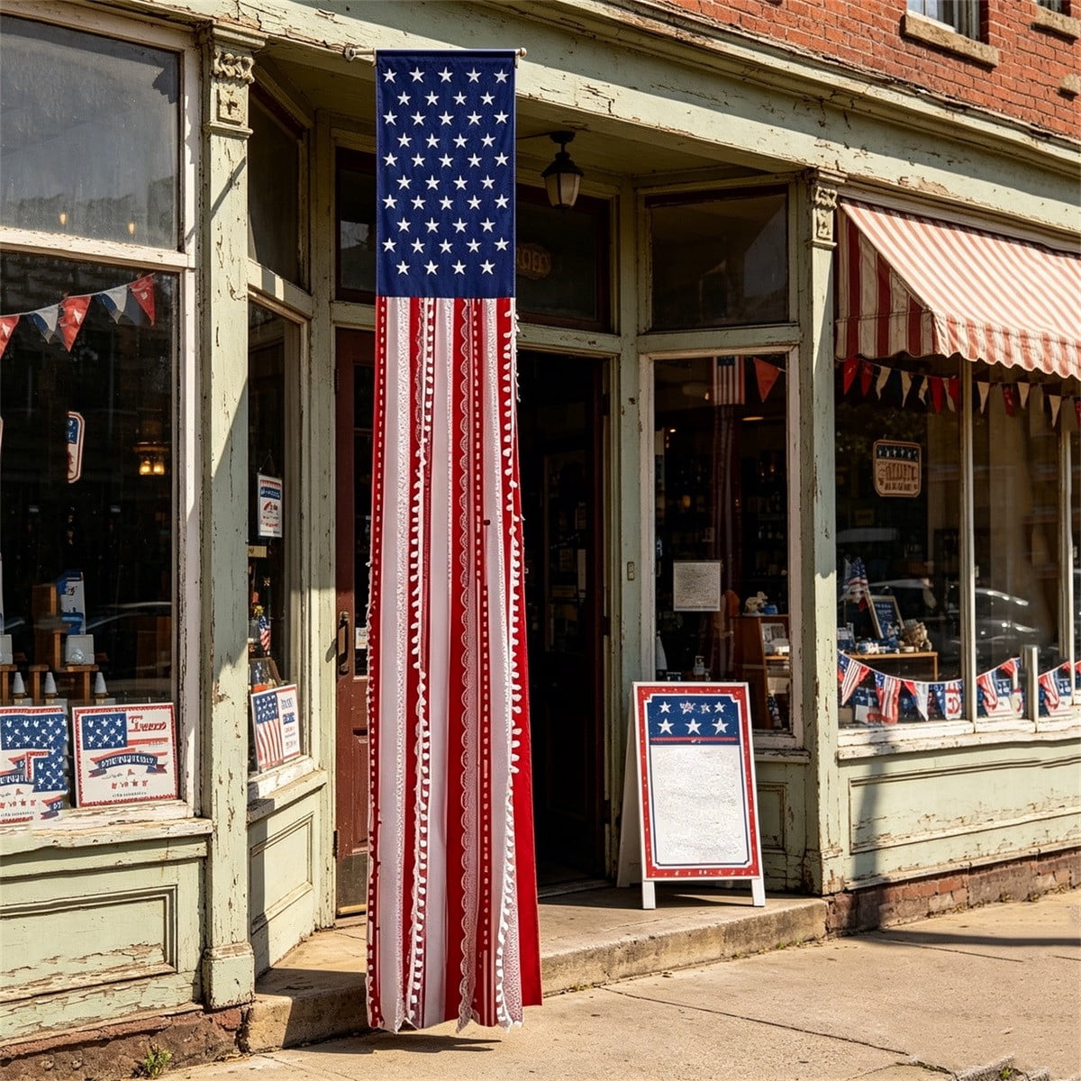 BZPIZ 4th of July Decorations, Red/White/Blue Rag American Flag Banner Patriotic Garden Flag Independence Day Decor for Home Party Indoor Yard Porch Memorial Day Decorations
