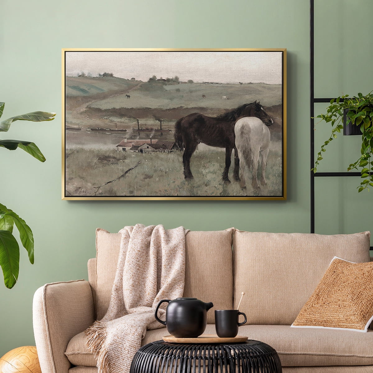 Vintage Animal Print-XV By Wexford Home Framed in Gold Wood Gallery Wrapped Canvas 25 in. x 37 in.