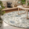 thumbnail image 4 of Vintage Floral Round Area Rugs 3 ft, Country Farmhouse Gold Blue Flowers Leaf Butterfly Washable Small Area Rug with Non-Slip Sturdy Edge Binding Round Front Door Mat Floor Carpet for Entryway, 4 of 9