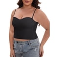 thumbnail image 4 of INSPIRE CHIC Women's Adjustable Spaghetti Straps Wireless Padded Camisole Slim Fit Sweetheart Neck Solid Invisible Tank Top XL Black, 4 of 5