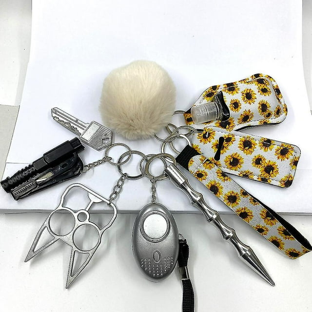 Clearance Sale 9pcs Chain For Self Defense Keychain Personal Security Alarm Cute Mini Multi-function Keychain Girl Self-defense Wolf Guard Set