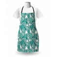 thumbnail image 3 of Geometric Apron, Retro Style Tile Pattern Illustration of Solid Elements Art Print, Unisex Kitchen Bib with Adjustable Neck for Cooking Gardening, Adult Size, Dark Seafoam and White, by Ambesonne, 3 of 4
