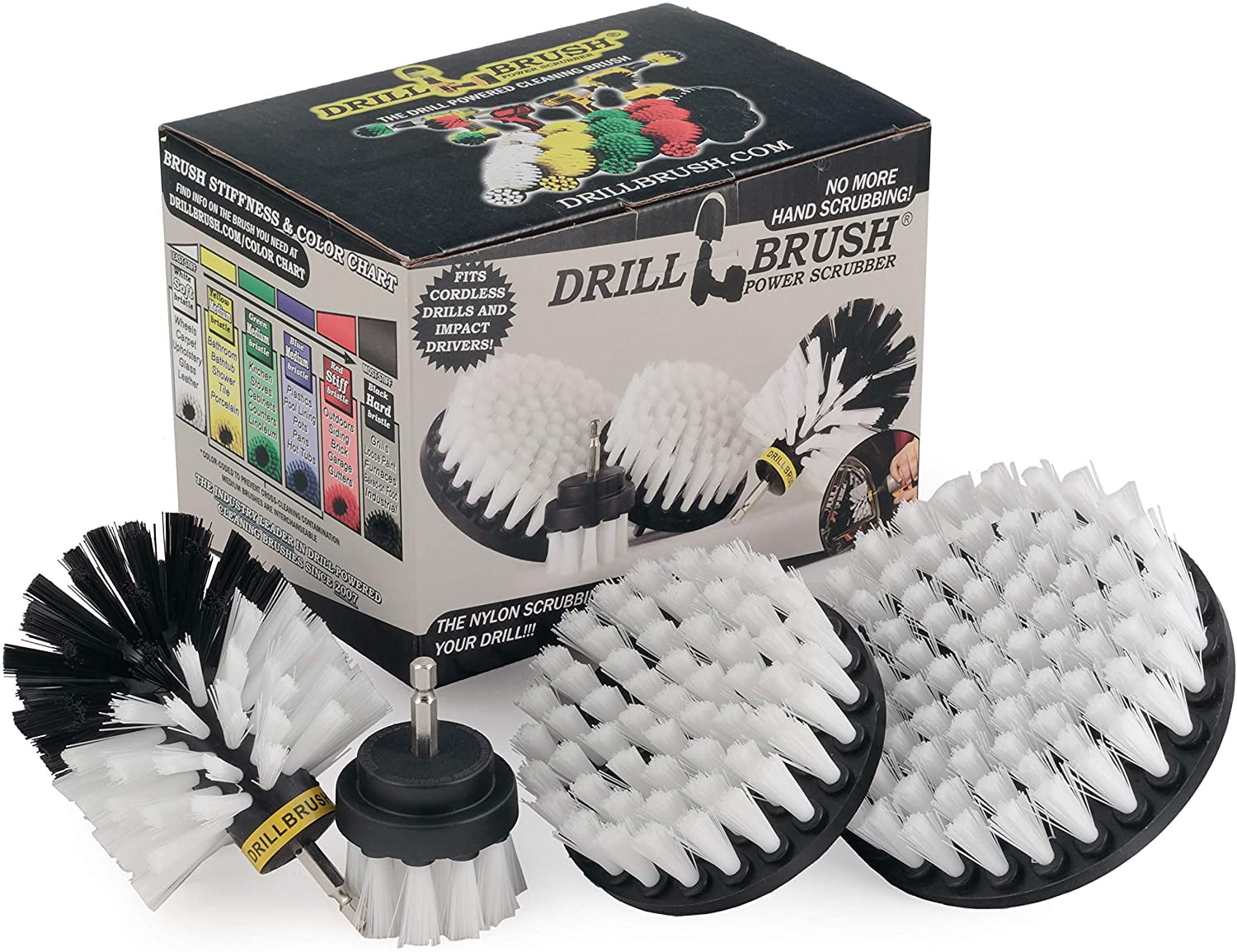 Drillbrush Automotive Soft White Drill Brush - Leather Cleaner - Car Wash Kit - Car Cleaning Supplies - Wheel Cleaner Brush - Car Detailing Kit – Car Carpet - Interior, Vinyl, Seat Cleaner