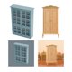 thumbnail image 1 of 2pcs 1/12 Dollhouse Miniature Wooden Crafts Cabinet and Wardrobe for Bedroom Furniture Toy Decor Accessory DIY Pretend Play Room Scene CUTICAT Gabinete de cocina en miniatura, 1 of 8