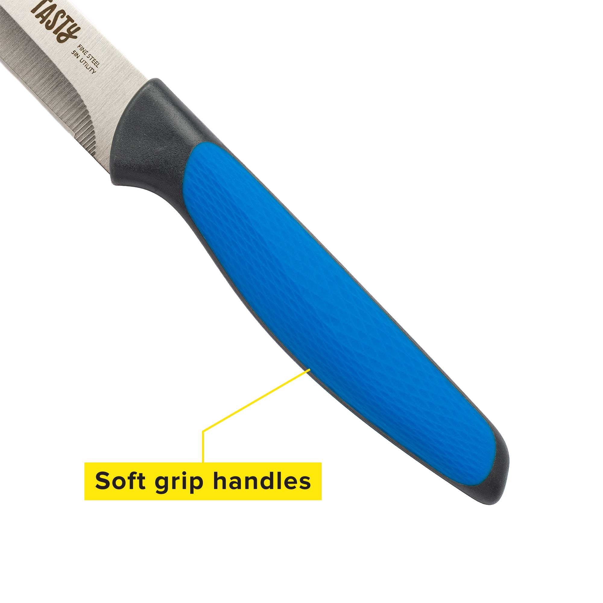Tasty Stainless Steel Chef Knife Cutlery Set with Shears, Royal Blue, 4 Piece