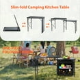thumbnail image 4 of Portable Folding Camping Kitchen Table, Outdoor Cook Station with Storage Organizer, Light Pole, Side Bag & Hooks for BBQ, Picnic, Beach, Tailgating, RV Trips, 4 of 8