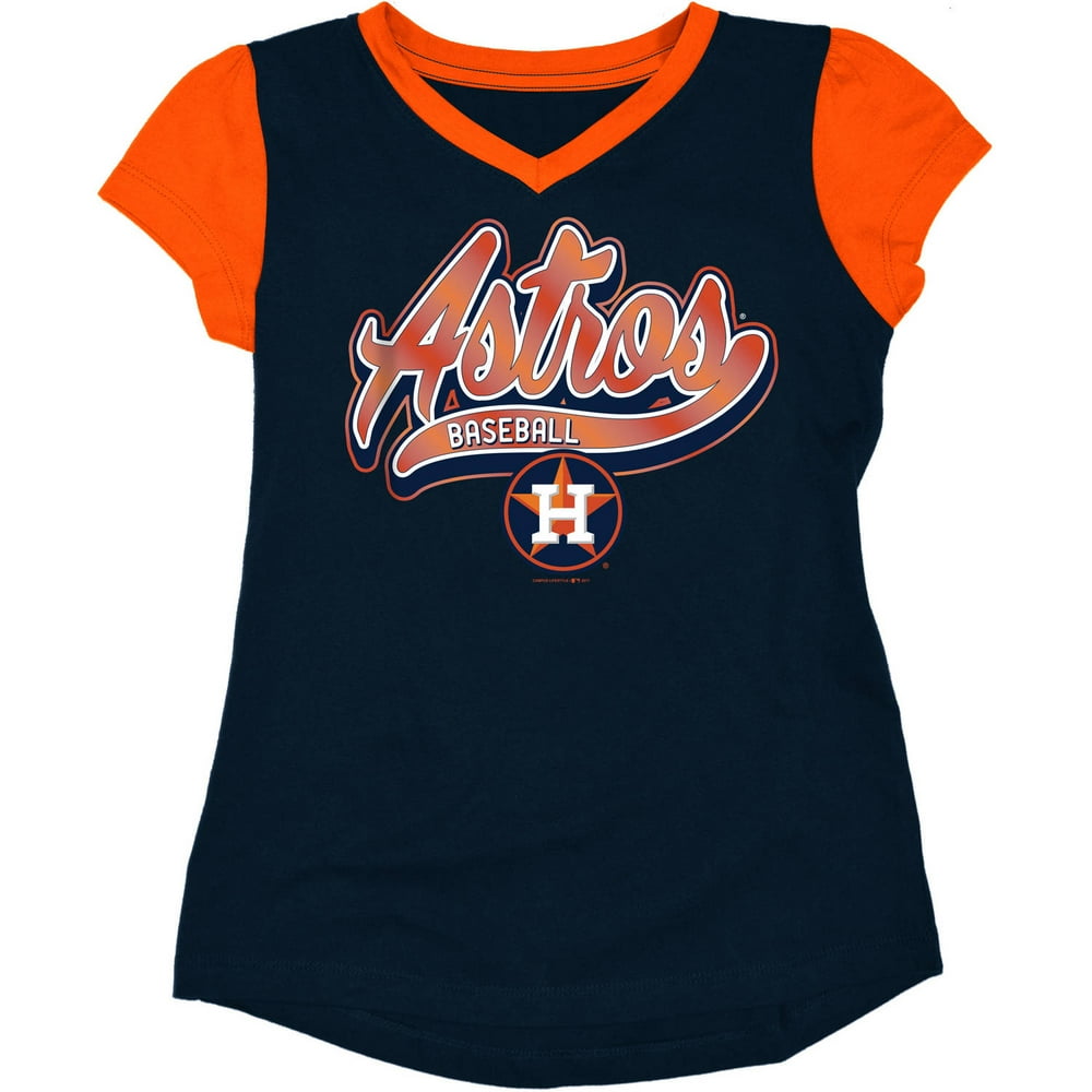 MLB Houston Astros Girls Short Sleeve Team Color Graphic Tee Walmart