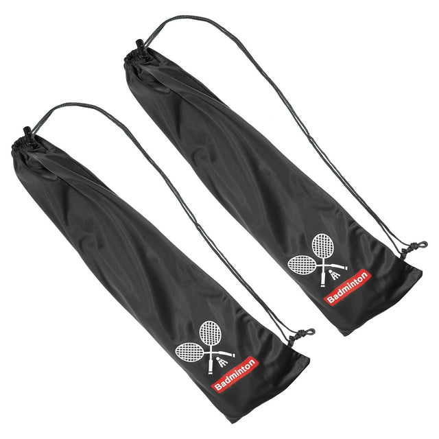 Unique Bargains Soft Lining Badminton Racquet Cover Bag Pouch with Drawstring, Black 2 Pack