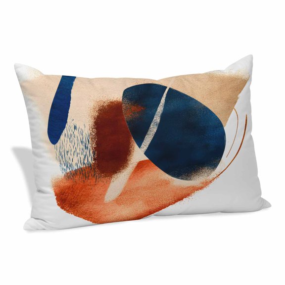Navy Blue Burnt Orange Pillow Protectors with Zipper Standard Size, Abstract Contemporary Geometric Soft Brushed Breathable Throw Pillow Covers, Pillowcase for Couch Sofa Bedroom Living Room 20"x26"