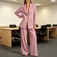 thumbnail image 5 of SAWOBUUN Women Suits 2 Piece Set Business Casual Dressy Oversized Blazer Jacket and Wide Leg Dress Pantsuits Formal Outfits, 5 of 7