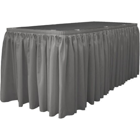 

ZCYH Linen Polyester Poplin Table Skirt for Rectangle Tables Pleat Fabric for Wedding Banquet Trade Show 17-Foot by 29-Inch Long with 10 L-Clips Emerald Green