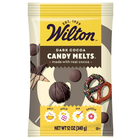 Wilton Dark Cocoa Candy Melts Chocolate-Flavored 12oz. Bag for Baking & Candy Making Wafer Chips