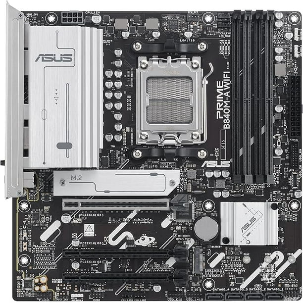 Tarjeta Madre ASUS PRIME B840M-A WIFI AM5 4x DDR5 3x M.2 PCle 4.0 USB-C WIFI 6E BT 5.3 Micro ATX