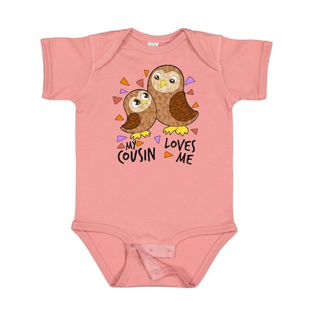 

Inktastic My Cousin Loves Me- Cute Owl Family Gift Baby Boy or Baby Girl Bodysuit