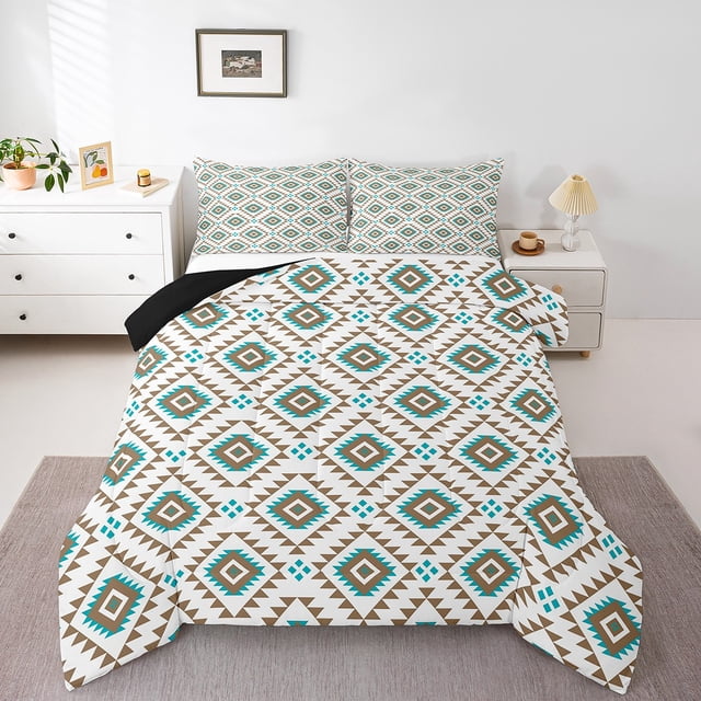 Erosebridal Western Boho Aztec Bedding Queen Comforter Set, Retro Tribal Down Comforter, Hippie Bedroom Decor, Reversible