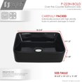 thumbnail image 4 of Stylish Vessel 18 ¾"Wx 14 ½"D Black Porcelain Rectangular Bathroom Sink P-223N, 4 of 10