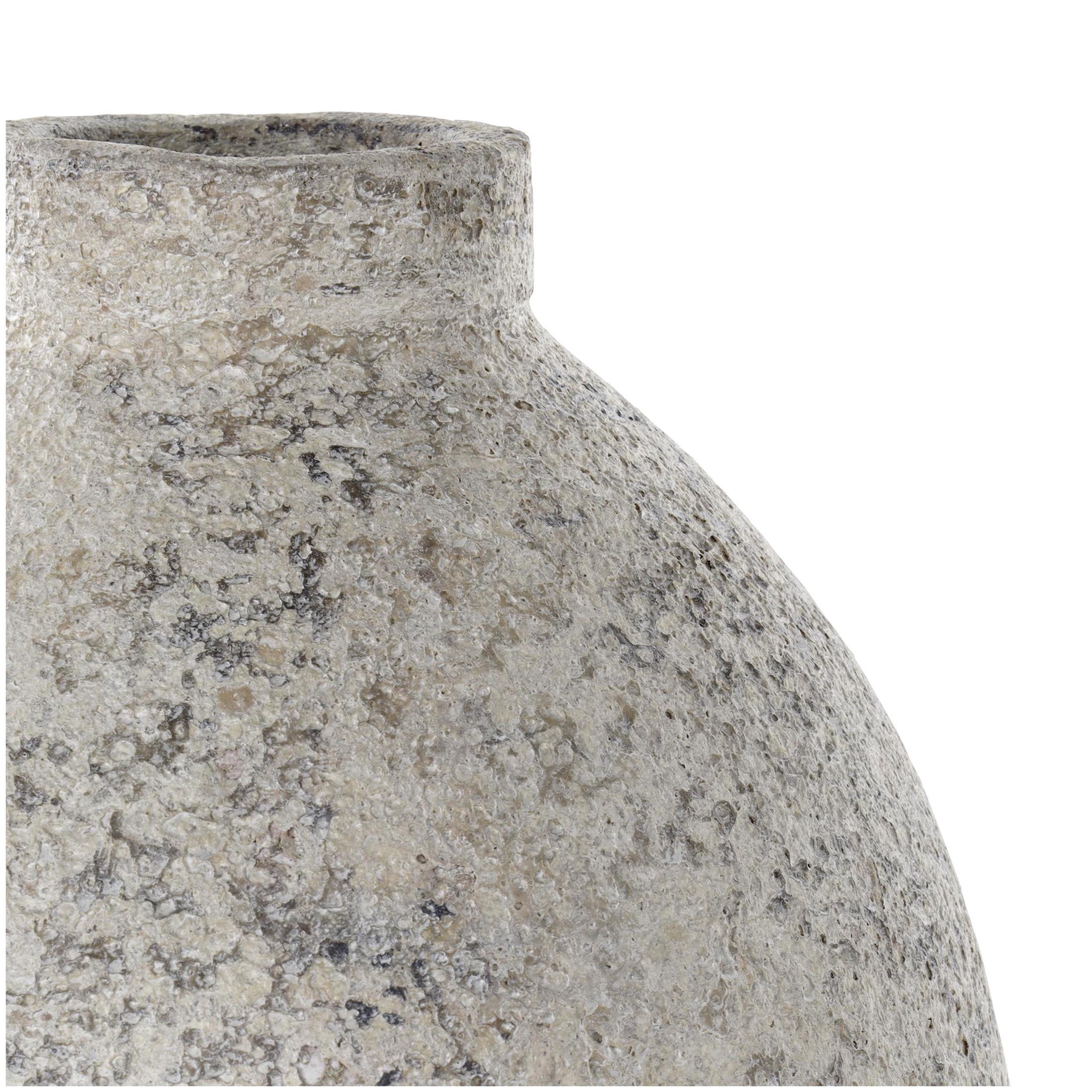 DecMode 14" Handmade Antique Style Textured Beige Ceramic Vase