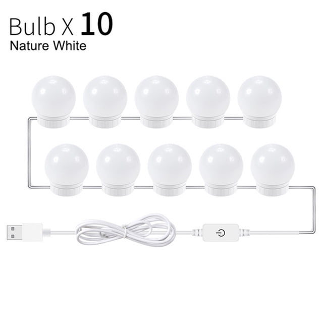 LED Makeup Mirror Light for Dressing Table Stepless Dimmable Wall Lamp USB Buttom 6 10 14Bulbs Lights ,Widely Use