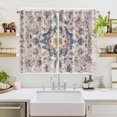 thumbnail image 2 of Blue Boho Vintage Kitchen Curtains 72 Inch Length, Southwestern Ethnic Mexican Flowers Grommet Top Bedroom Living Room Curtains, Light Filtering Cafe Curtain Drapes 2 Panels Set 104''x72'', 2 of 9