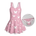 thumbnail image 6 of Uourmeti Girls' One Piece Skirted Swimsuit - Butterfly & Beaded Stripe Print | Quick Dry, Stretchy Swim Dress for Beach & Pool Vacations, 6 of 8