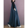 thumbnail image 5 of Denim Jumper Dress for Women Loose Version Baggy Style Maxi Length Adjustable Straps Wide Hemline Blue M, 5 of 6