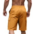 thumbnail image 4 of Men's Drawstring Waist Casual Cargo Shorts, Loose-Fit Solid Color Work Shorts with 6 Pockets, Breathable Outdoor Utility Short Pants ,Earthy Yellow L, 4 of 5