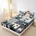 thumbnail image 4 of Homewish Rustic Bohemain Tribal Twin Sheet Sets,Safari Wolves Deer Twin Fitted Sheet,Blue Gray White Flat Sheet For Men Women,Super Cozy Room Decor,3pcs, 4 of 7
