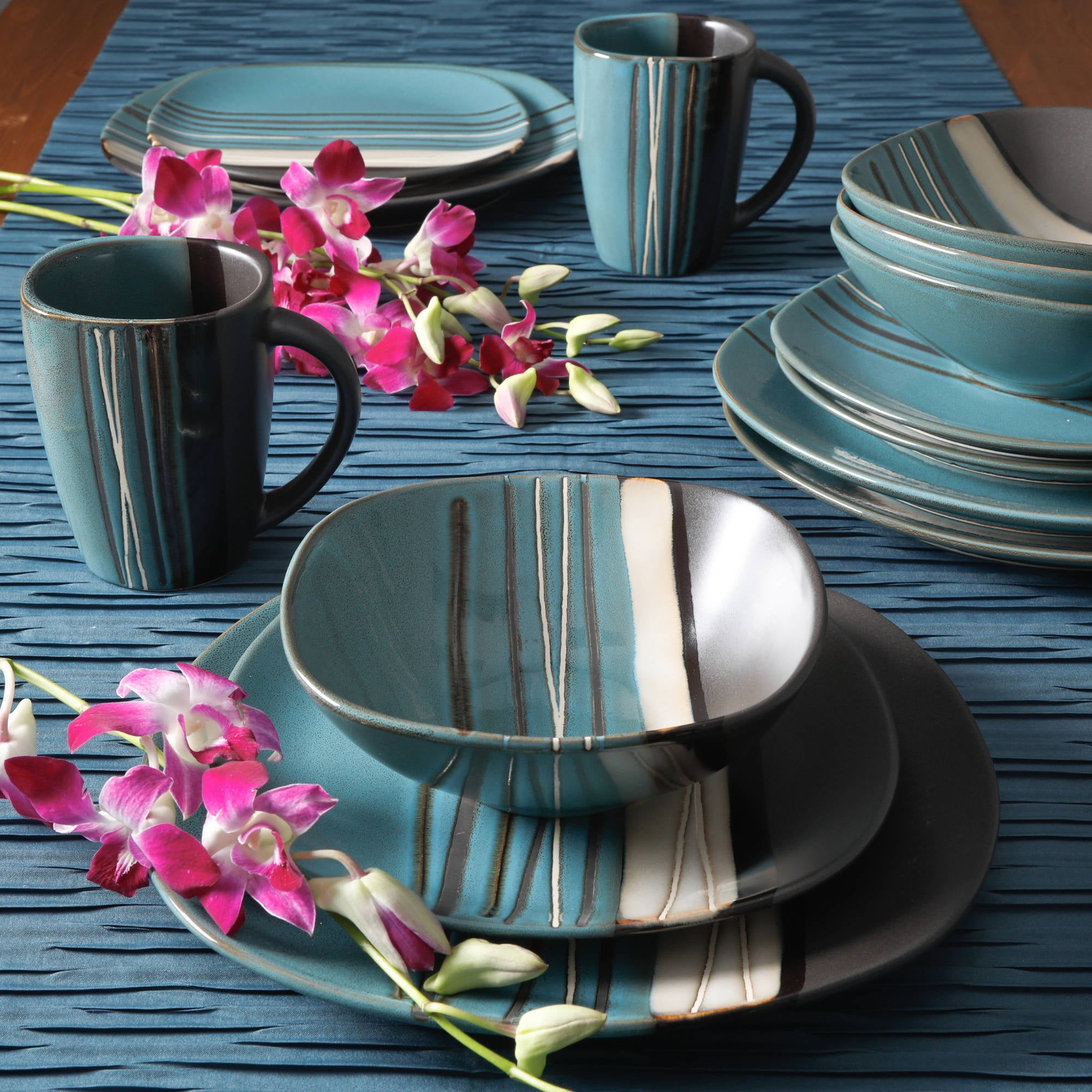 Better Homes & Gardens Bazaar Teal 16-piece Dinnerware Set - 1