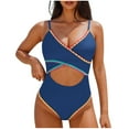 thumbnail image 2 of Bzhegqhd Sexy Womens Bathing Suits,Fashion Women Summer Solid Color with Chest Cushion and No Steel Support Sexy Backless Strap Bikini Swimsuit, 2 of 5